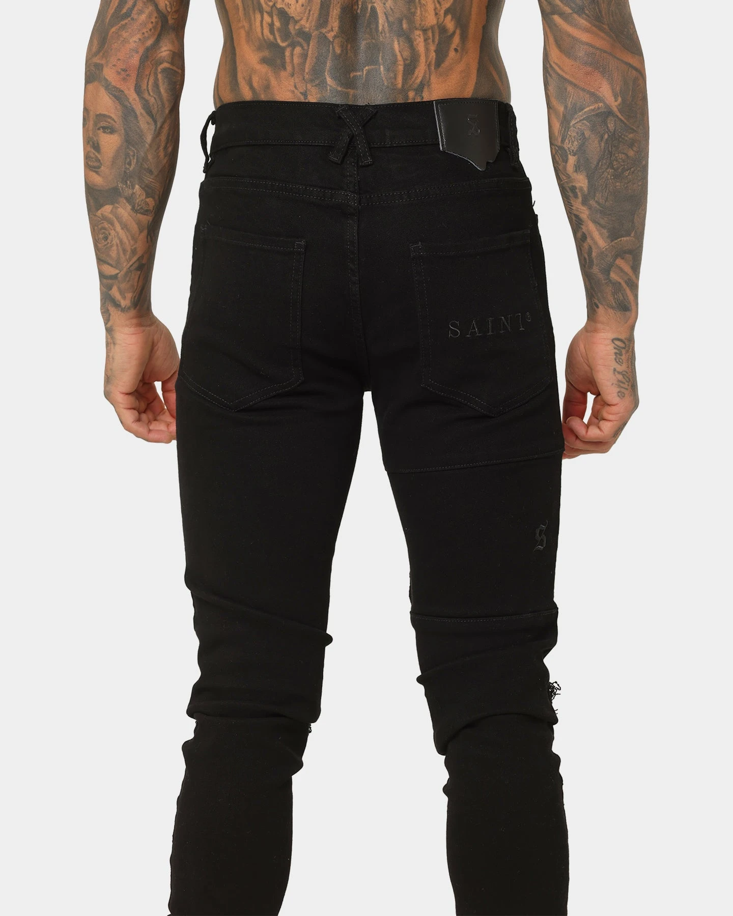 Saint Morta Index Distressed Biker Jeans Black - Image 8