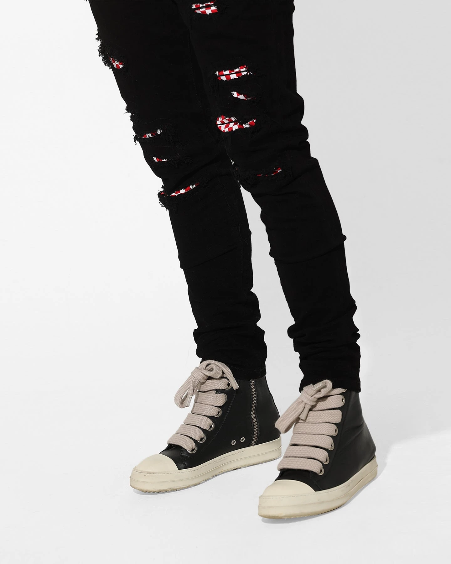 Saint Morta Checks Summum Jeans Black/White - Image 4