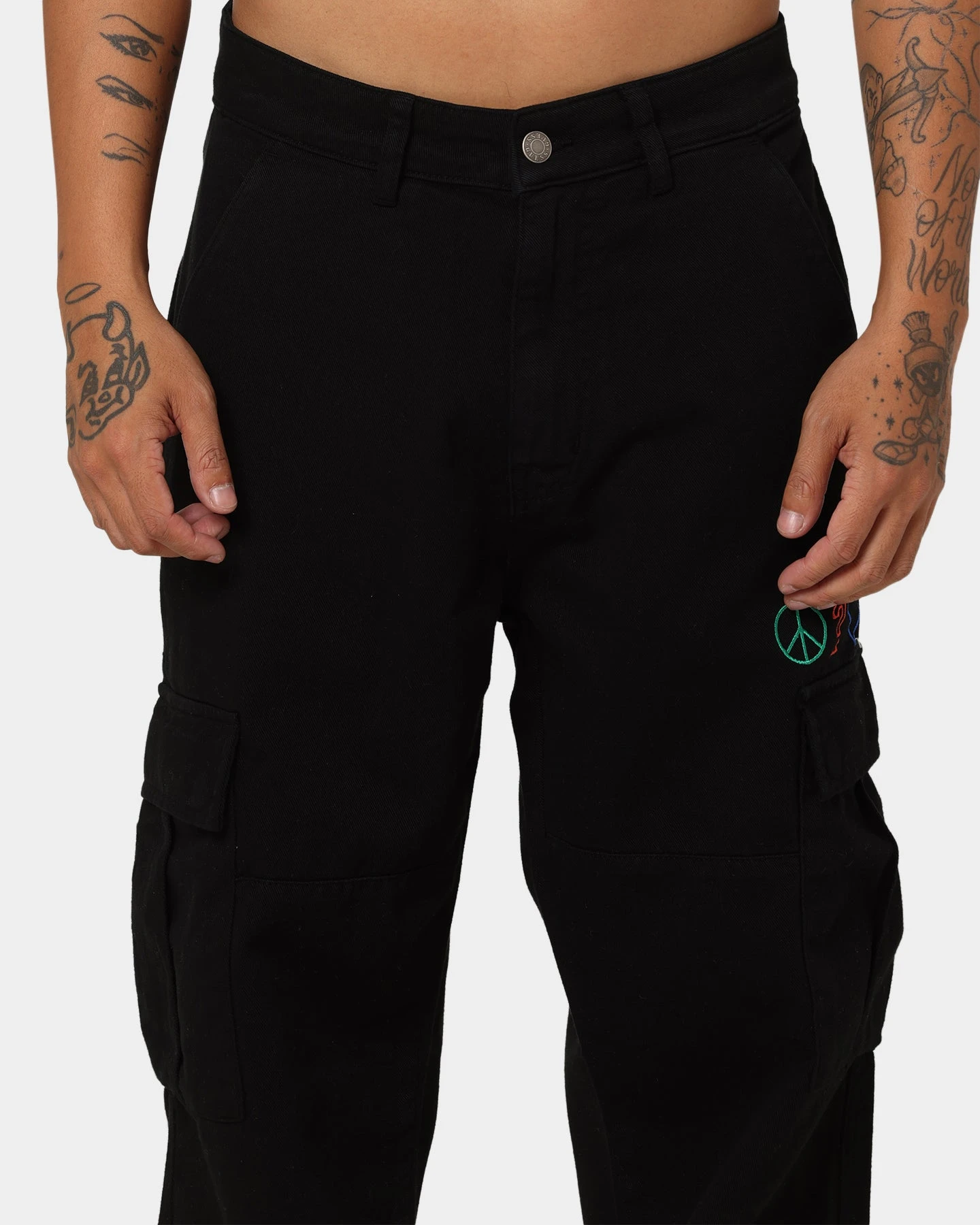 GUESS Originals X J Balvin Cargo Pants Jet Black A996 - Image 3
