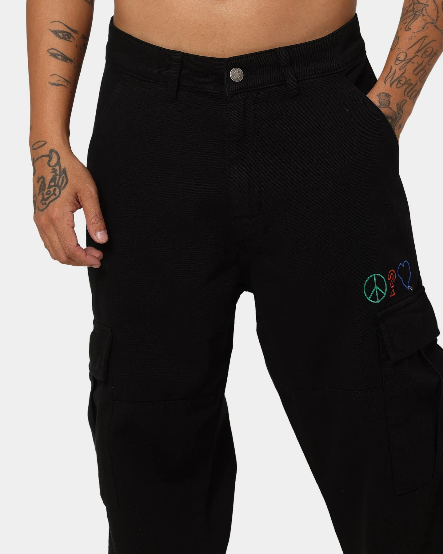 GUESS Originals X J Balvin Cargo Pants Jet Black A996 - Image 7