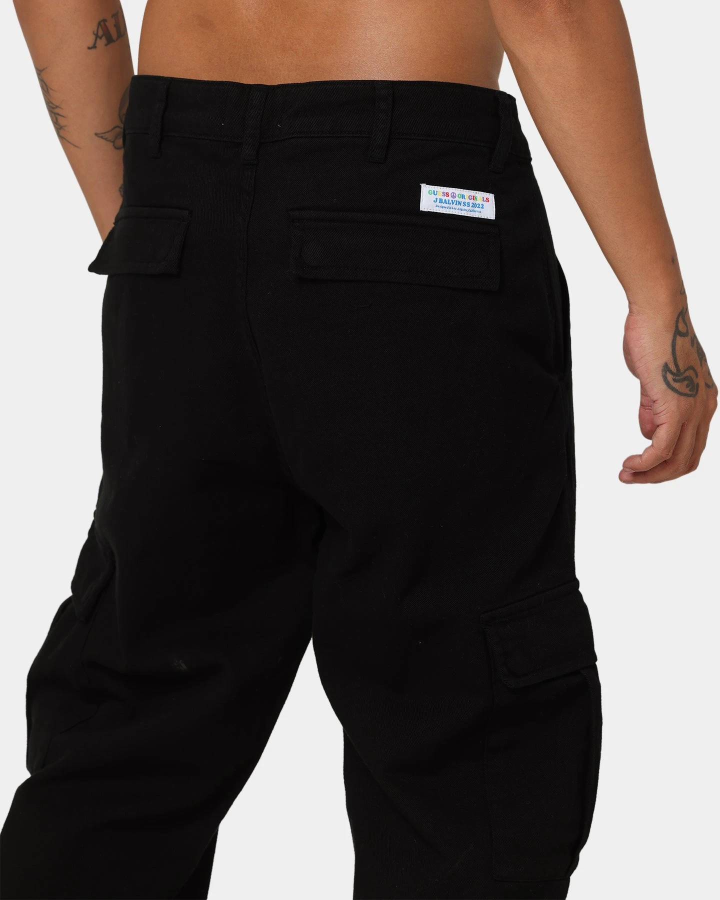 GUESS Originals X J Balvin Cargo Pants Jet Black A996 - Image 8