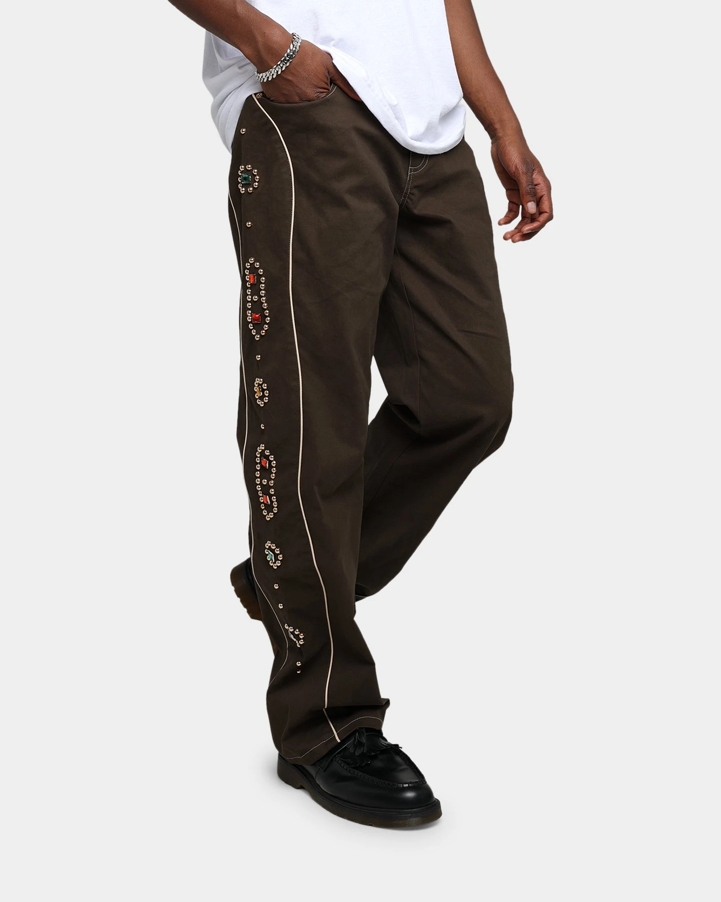 International Collective Bejewelled Cargo Pants Brown - Image 3