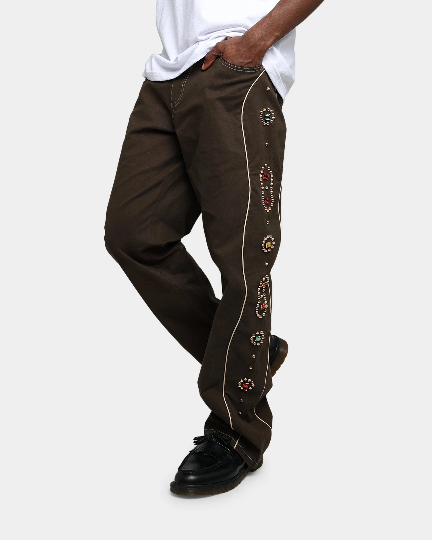 International Collective Bejewelled Cargo Pants Brown - Image 4