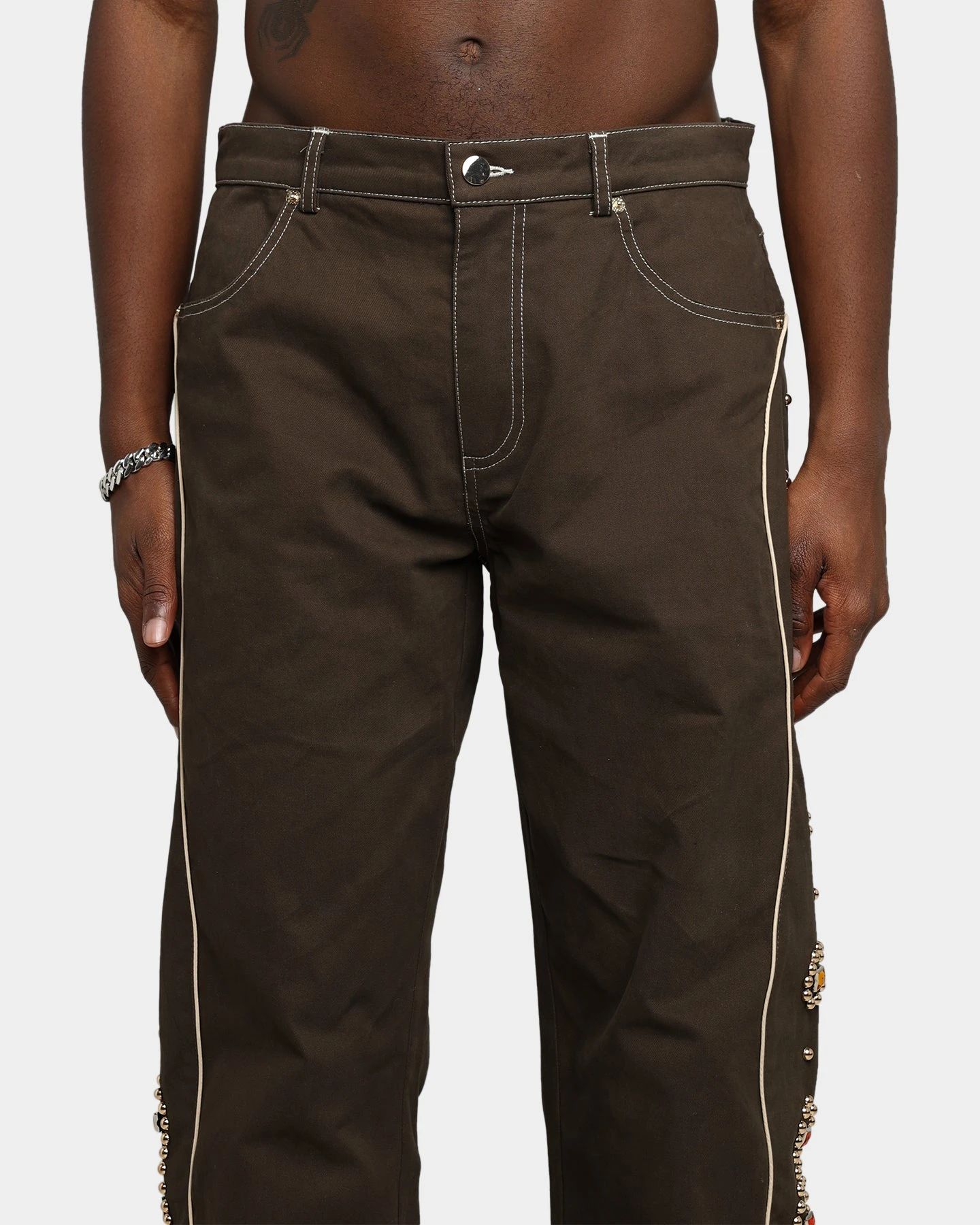 International Collective Bejewelled Cargo Pants Brown - Image 7