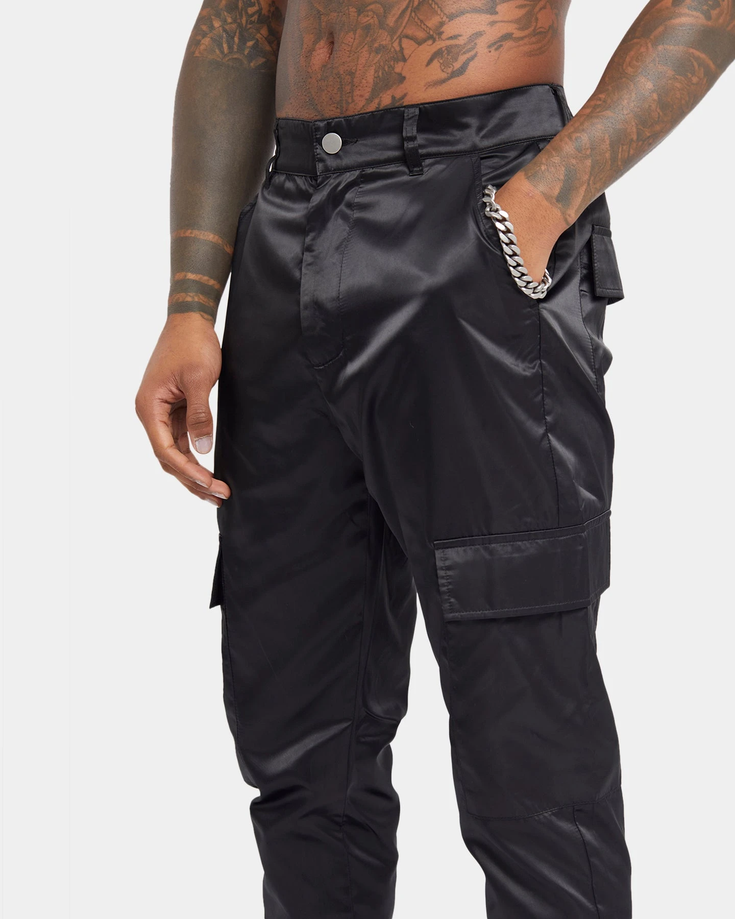 XXIII Veeti Satin Cargo Pants Black - Image 3