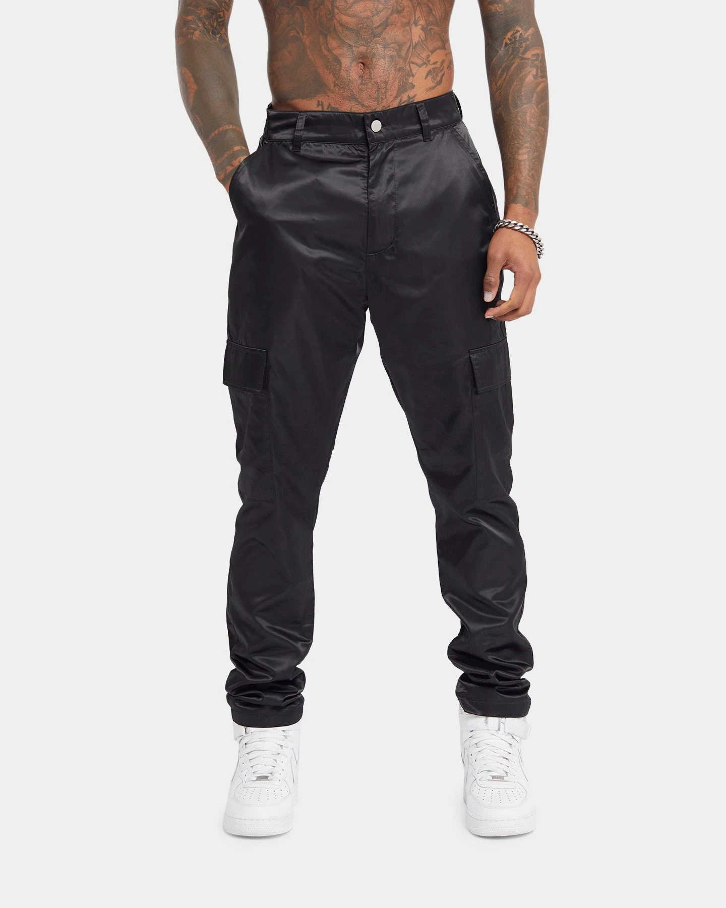 XXIII Veeti Satin Cargo Pants Black - Image 7