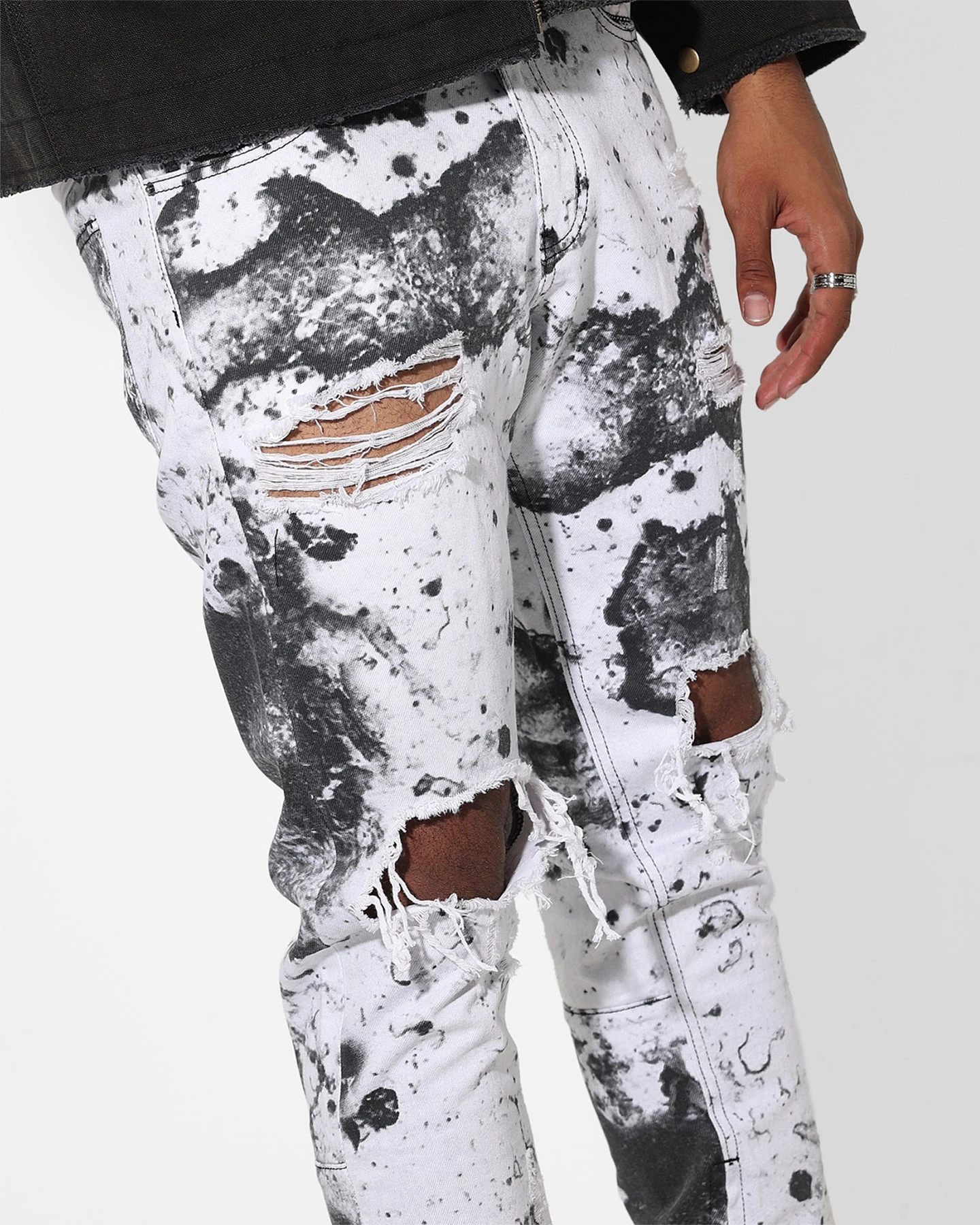 Saint Morta Acid Destroyer Jeans White/Black - Image 3