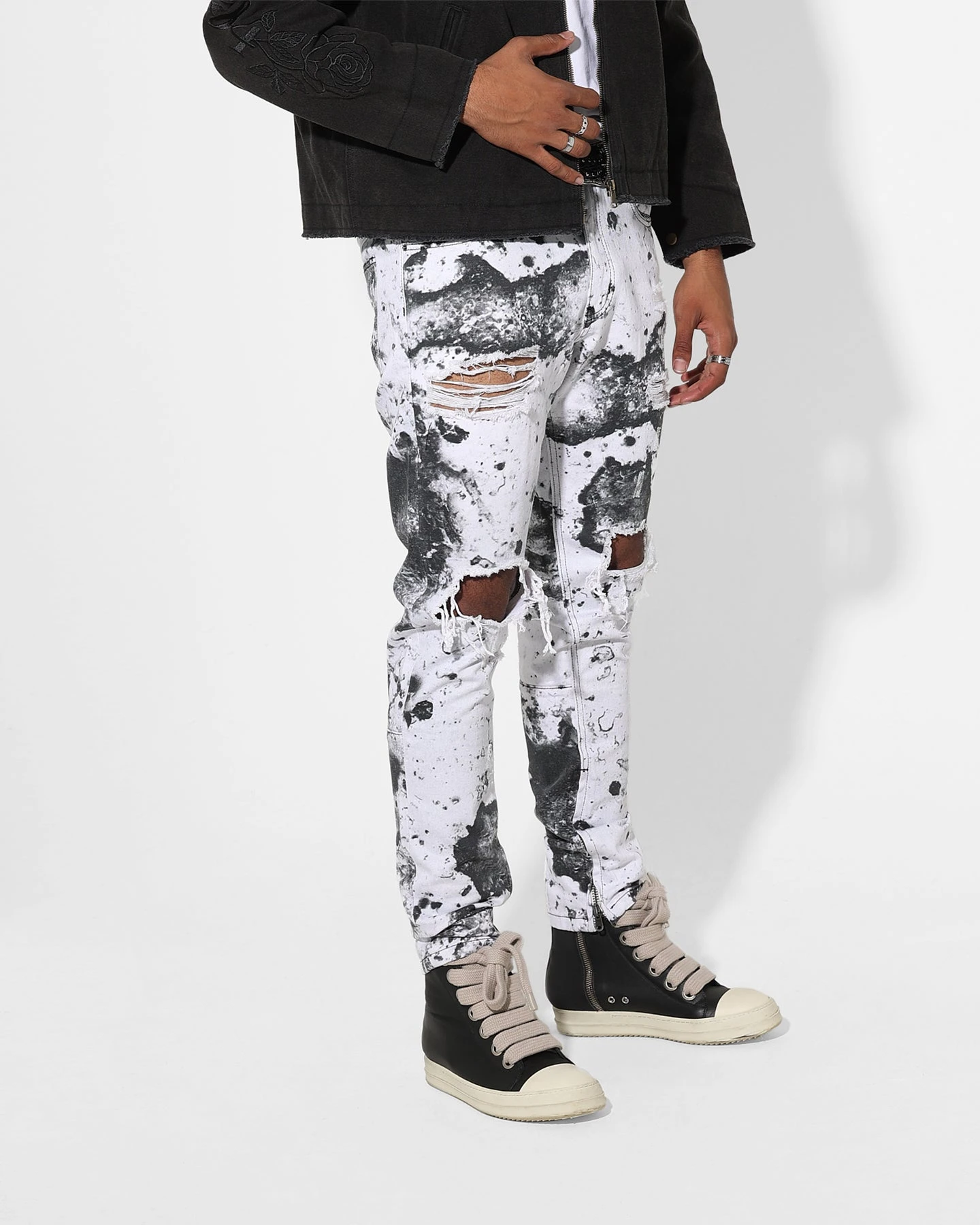 Saint Morta Acid Destroyer Jeans White/Black - Image 5