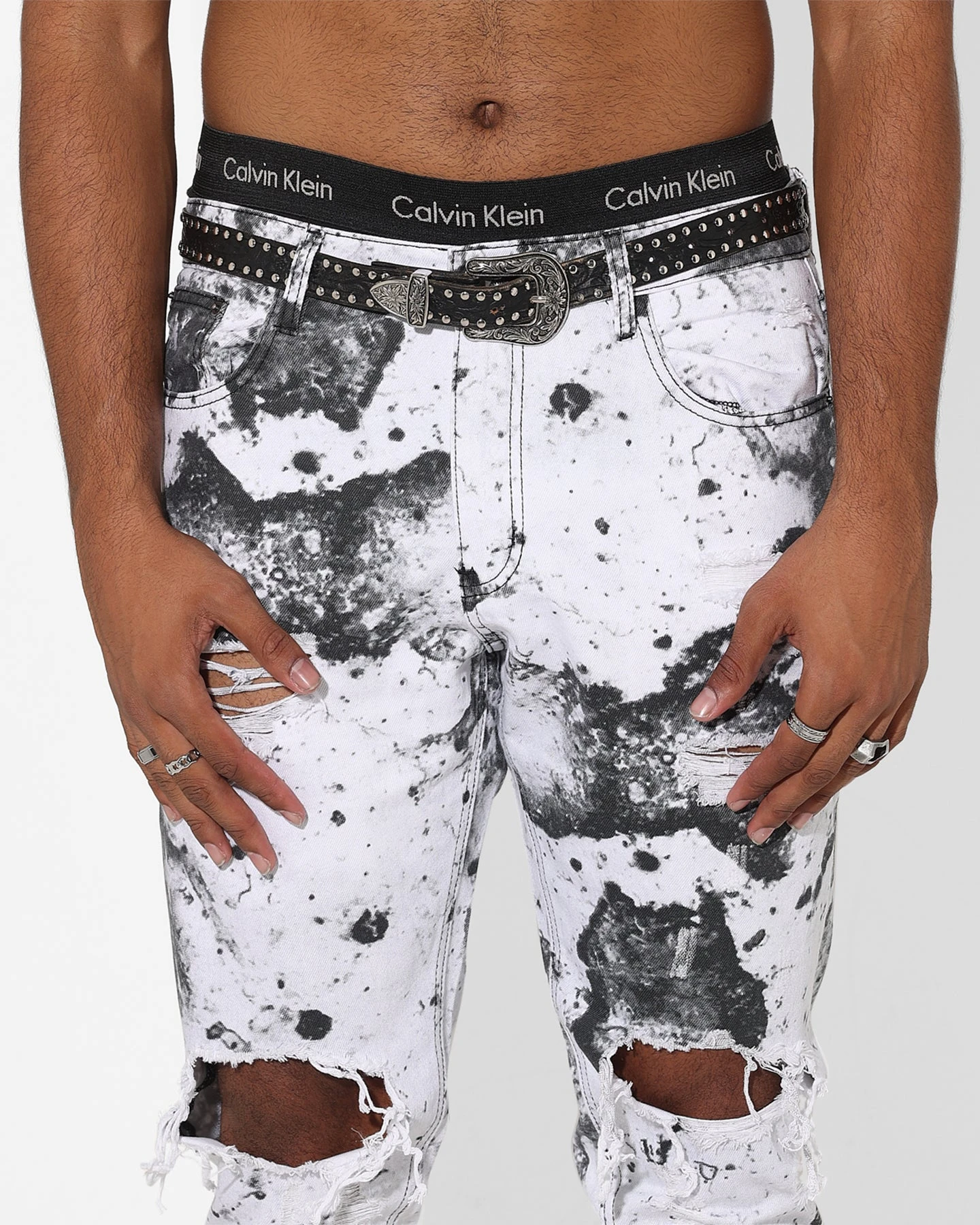 Saint Morta Acid Destroyer Jeans White/Black - Image 7