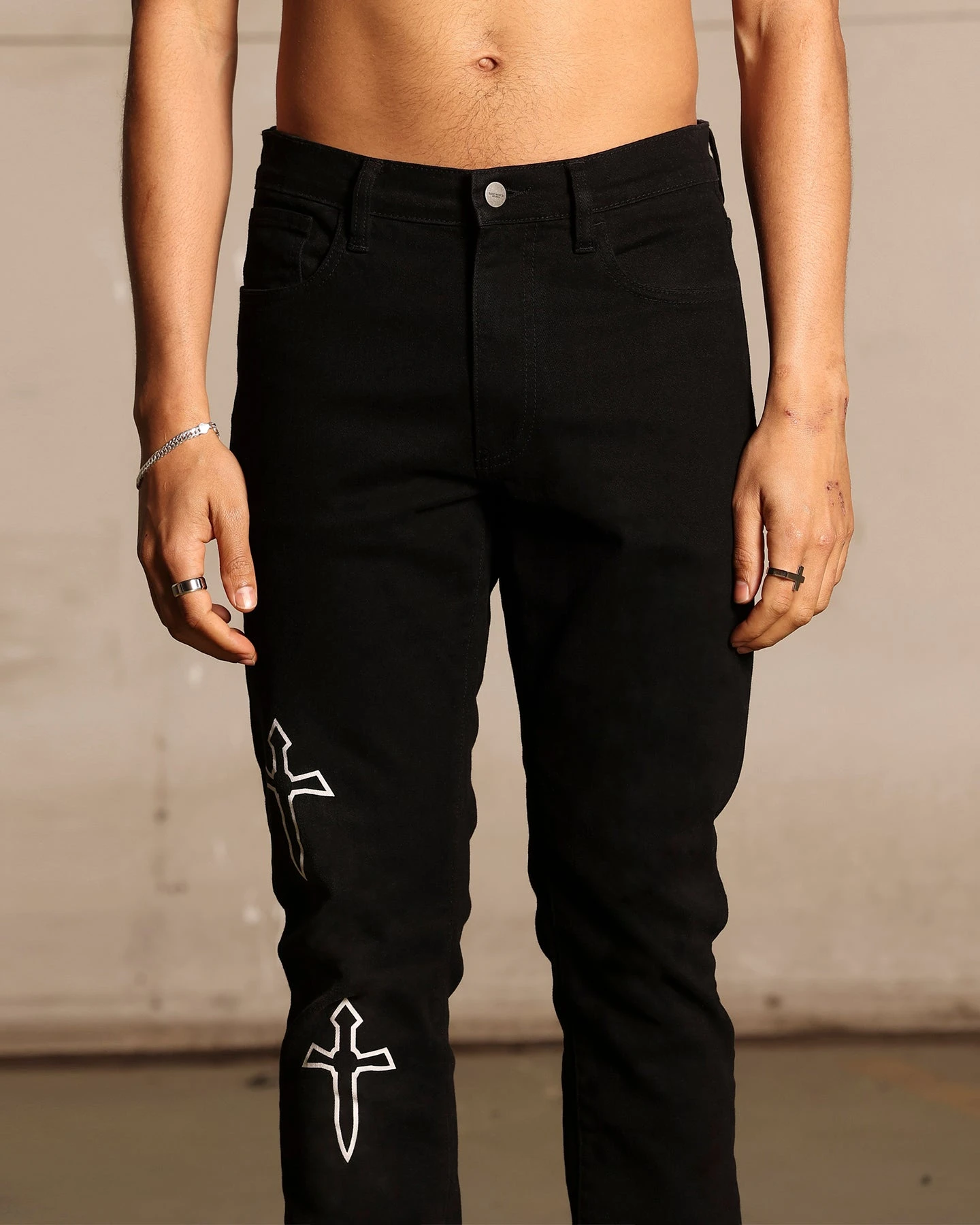 Saint Morta Daggers Skinny Jeans Black - Image 9