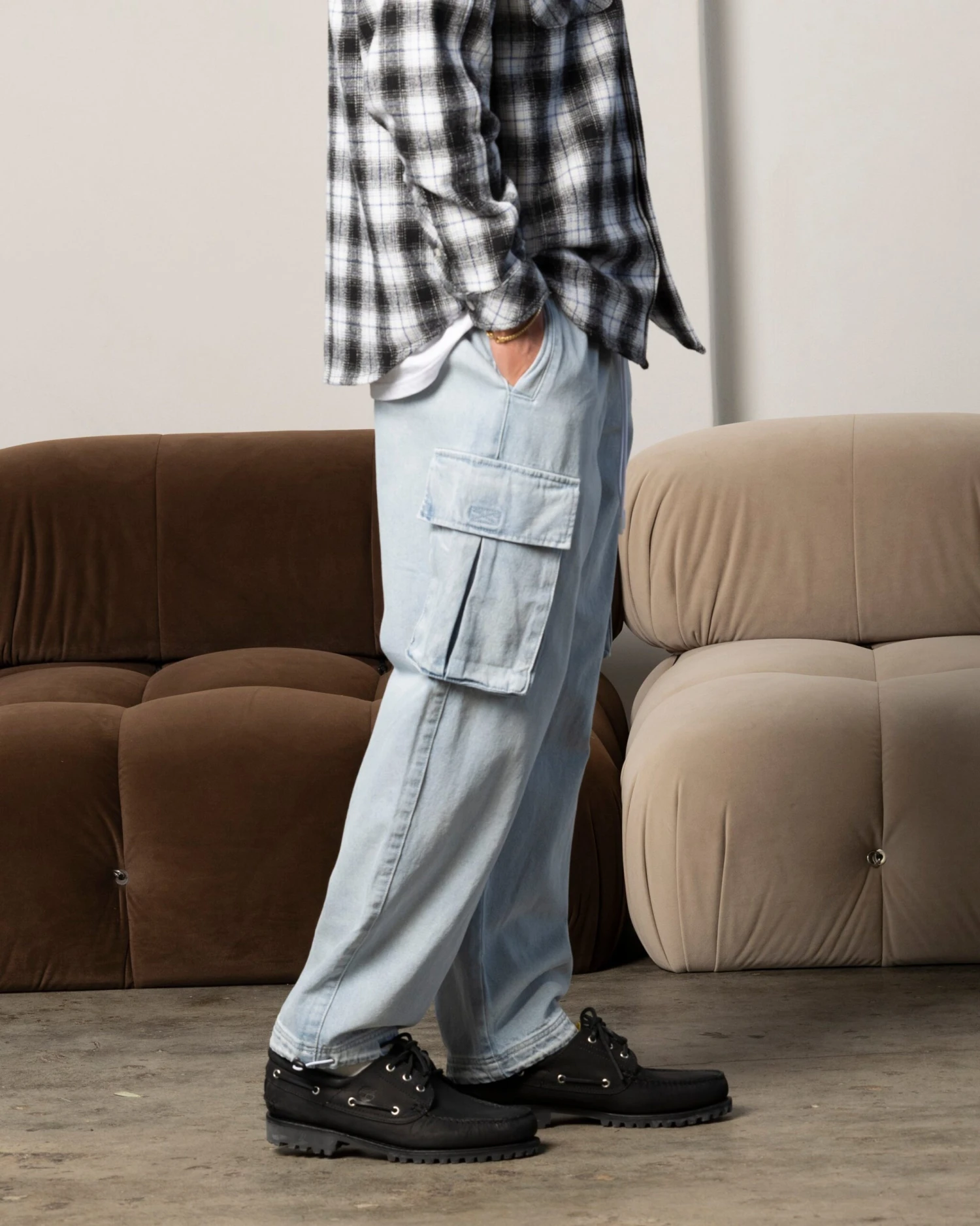 Carre Denim Superior Cargo Joggers Light Blue - Image 5