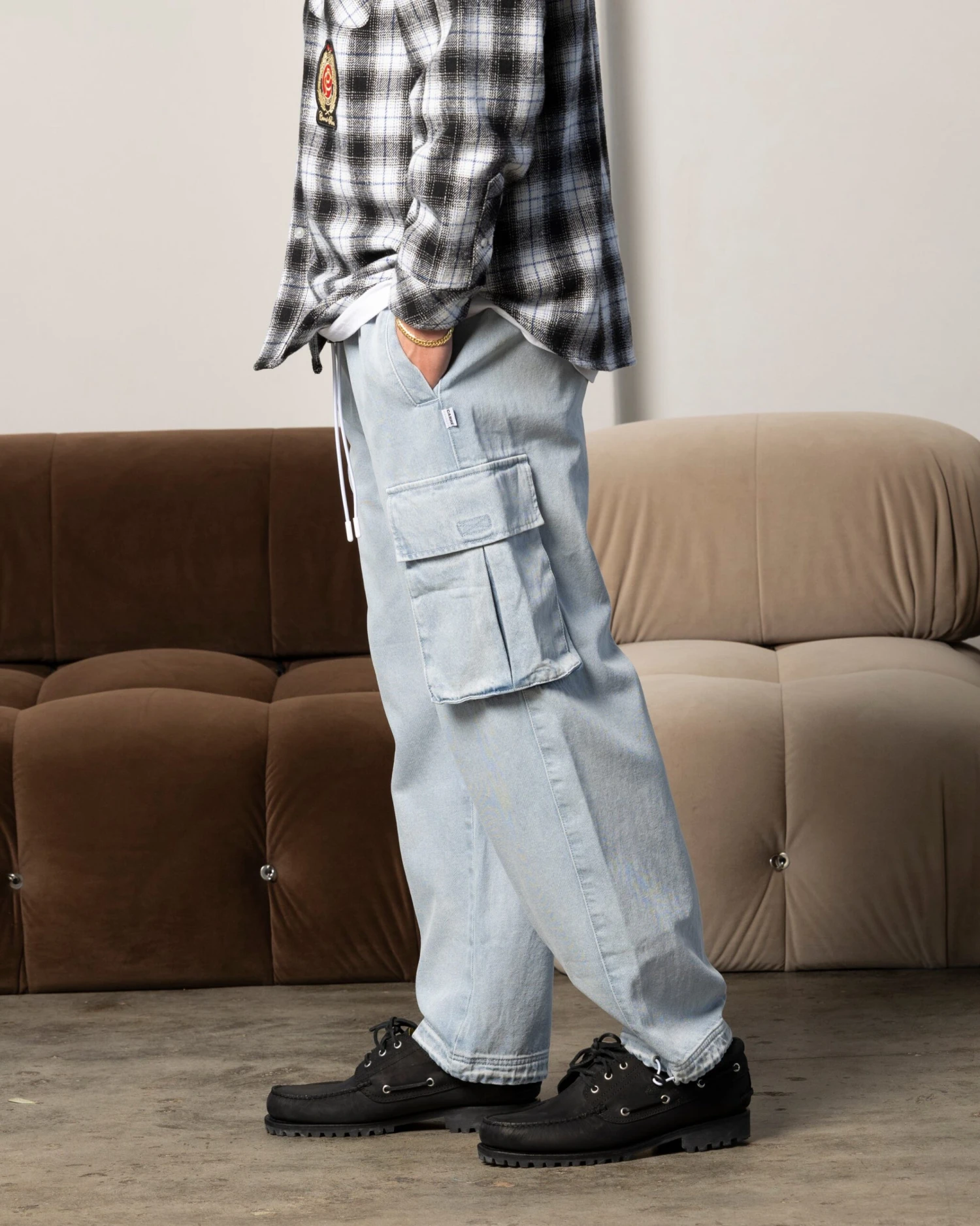 Carre Denim Superior Cargo Joggers Light Blue - Image 6