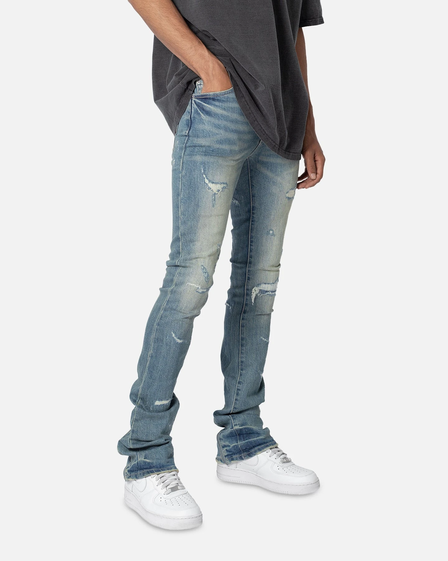 MNML X503 Convertible Skinny Denim Jeans Blue - Image 5