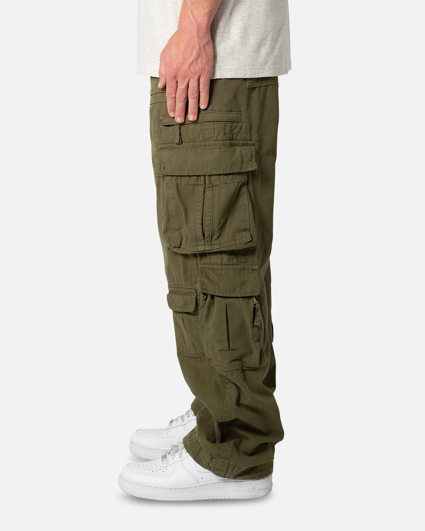 MNML Military Cargo Pants Olive - Image 3