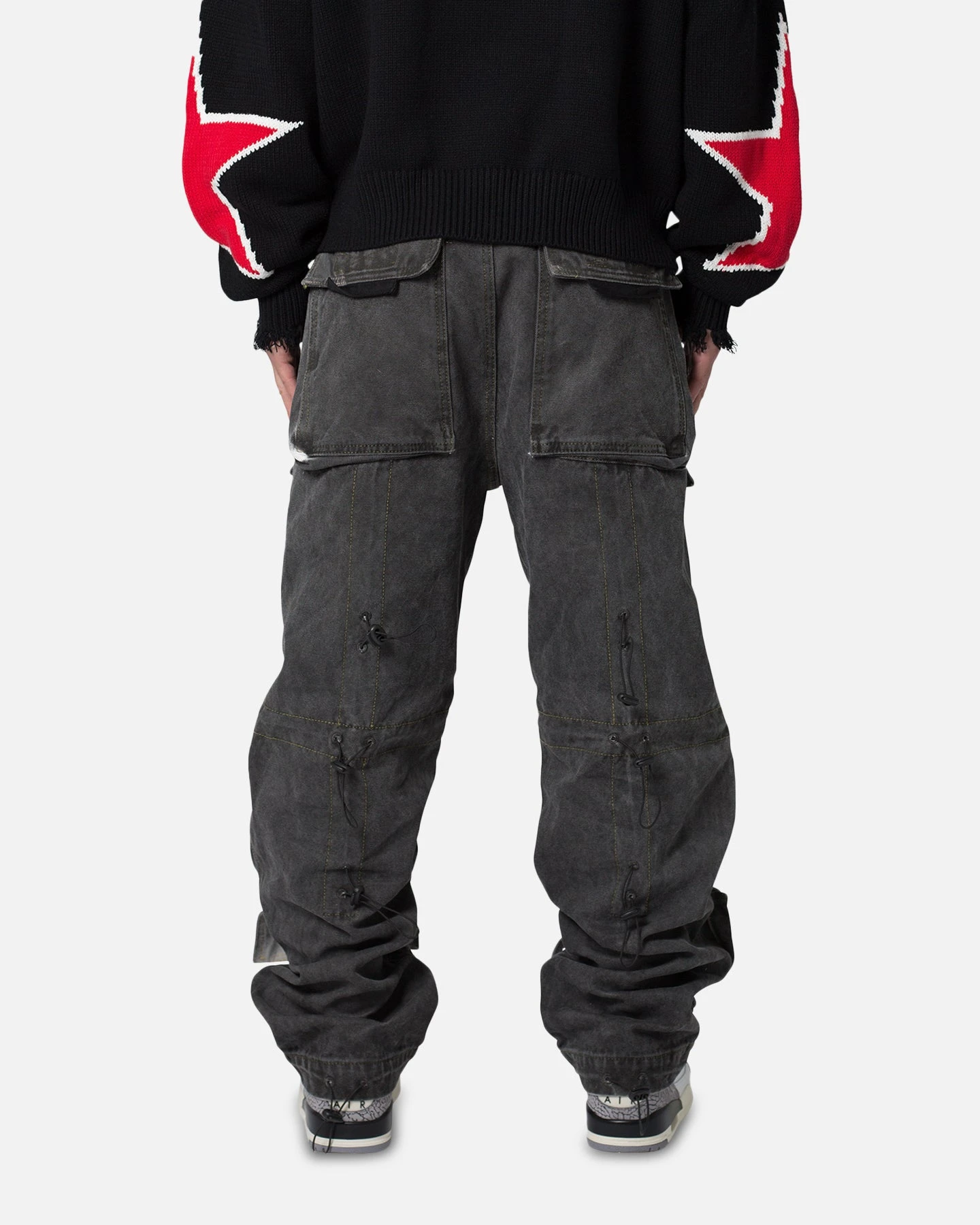 MNML Baggy Skater Cargo Denim Jeans Black - Image 4