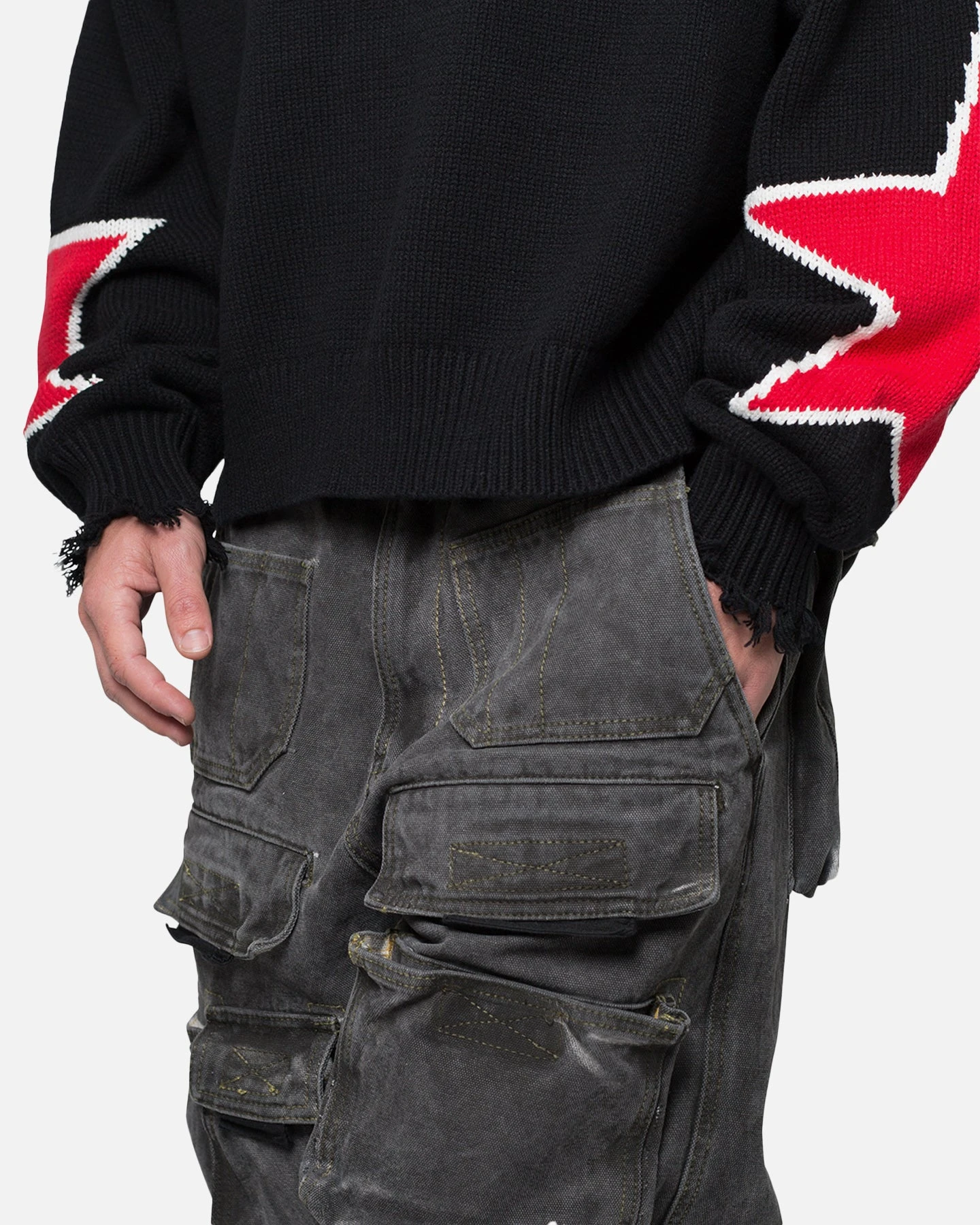 MNML Baggy Skater Cargo Denim Jeans Black - Image 5