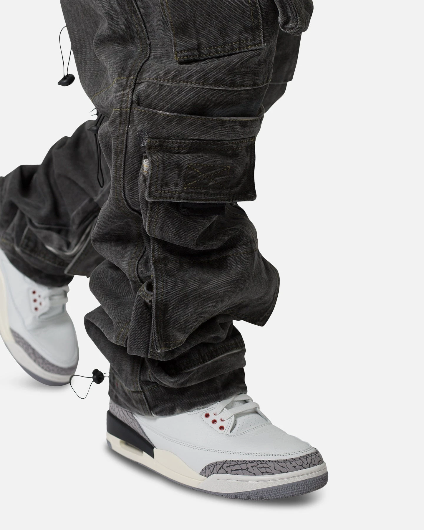 MNML Baggy Skater Cargo Denim Jeans Black - Image 6